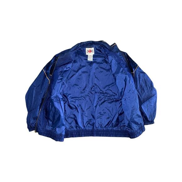 Vintage Active Frontier Metallic Windbreaker Jacket Large Blue Quilted 80s Retro - Picture 3 of 6